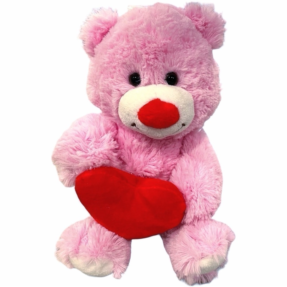 Animal Adventure Pink Teddy Bear Plush with Heart Stuffed Animal 2015 Valentines